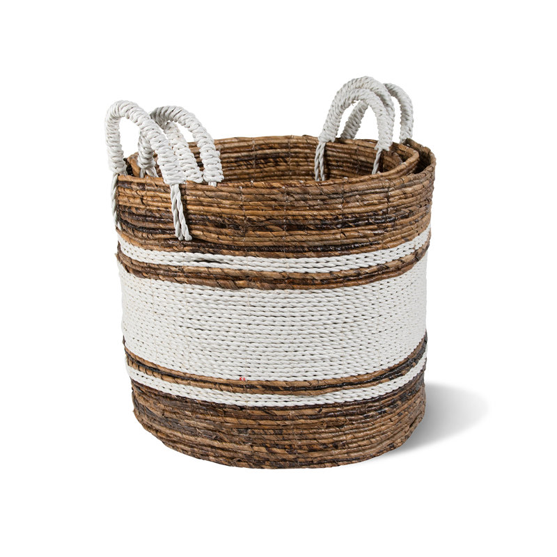 Ibolili Wicker Decorative Basket, Natural Trim