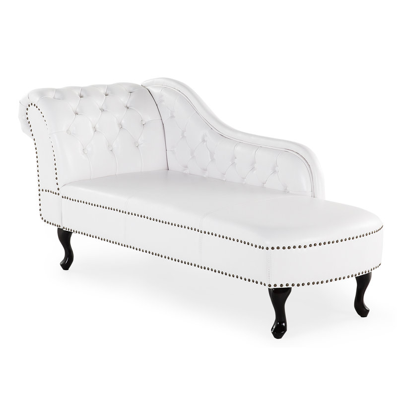 Channahon Upholstered Chaise Lounge, Glossy White