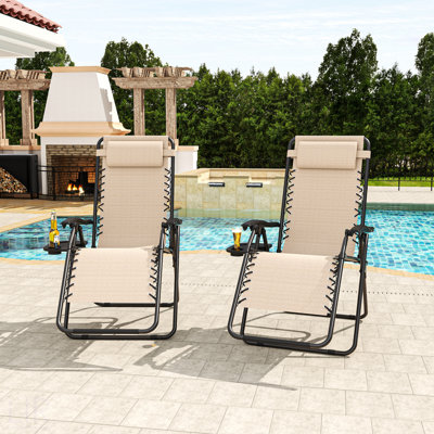 Zero Gravity Folding Lounge Chair, 300Lb Capacity Recliner With Headrest & Removable Tray, 90-170° Adjustable, Portable For Patio Beach Camping Indoor Outdoor Use, Chair