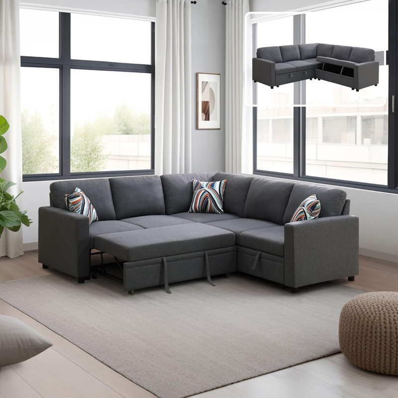 Canapé convertible de 83 po avec lit escamotable et rangement