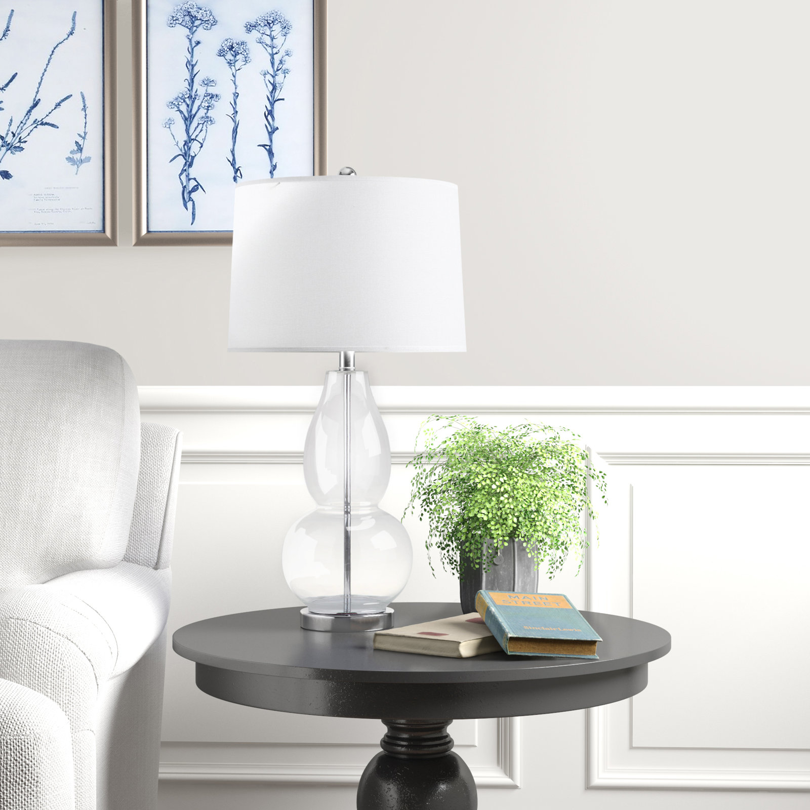 Parkston Glass Table Lamp, Vintage Crackle/White Shade