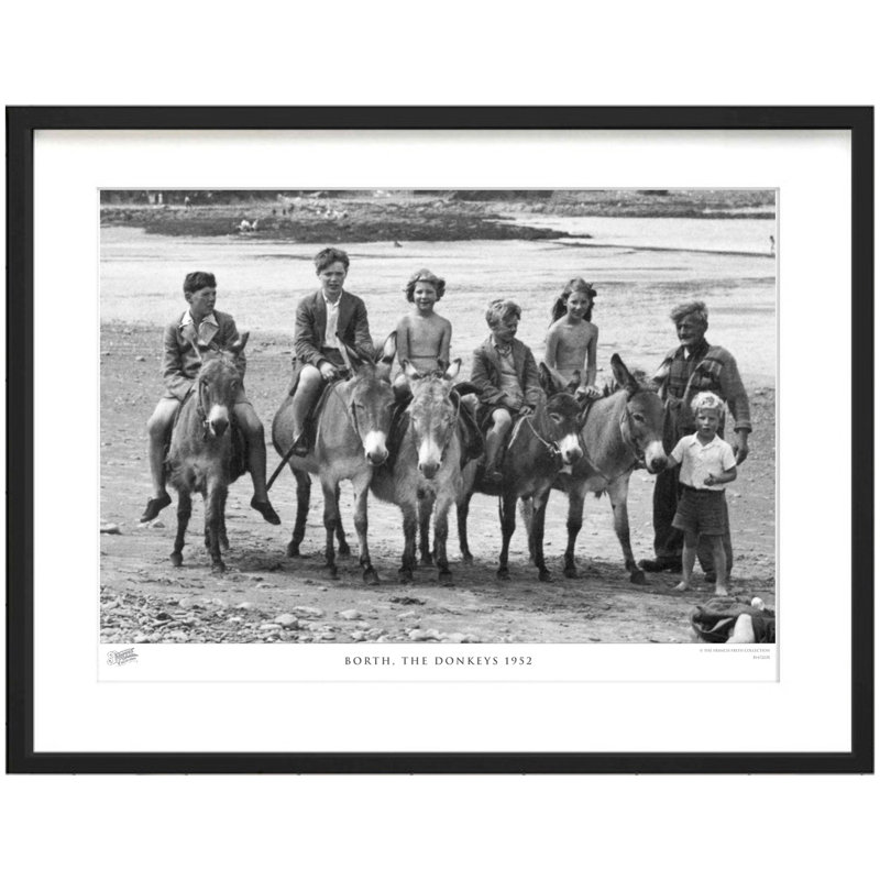 Borth, Donkeys On The Beach 1952 by Francis Frith - Single Picture Frame Print, 40cm H x 50cm W x 2.3cm D