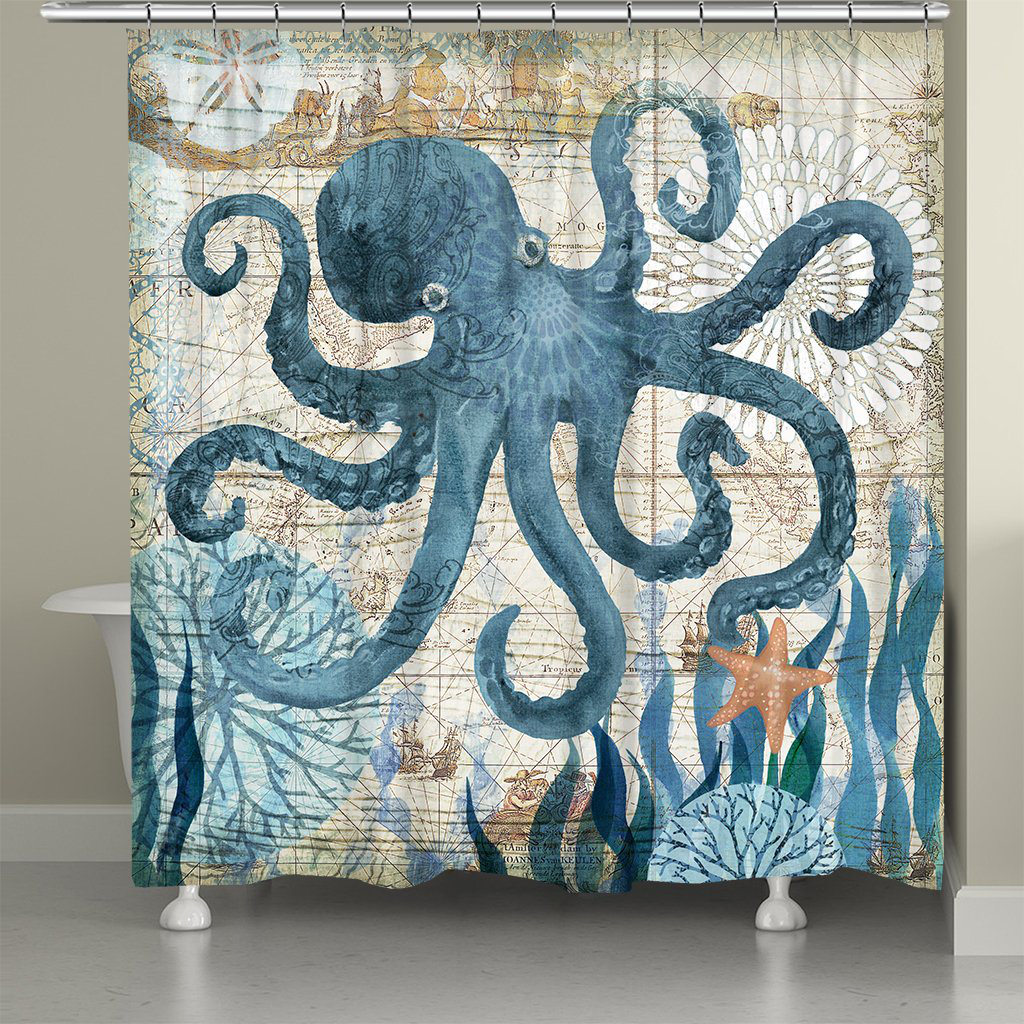 Rosecliff Heights Ortis Bay Octopus Shower Curtain | Wayfair