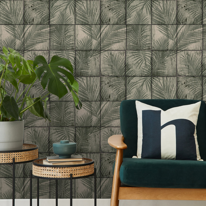 Papier peint Rustic Palm, Vert