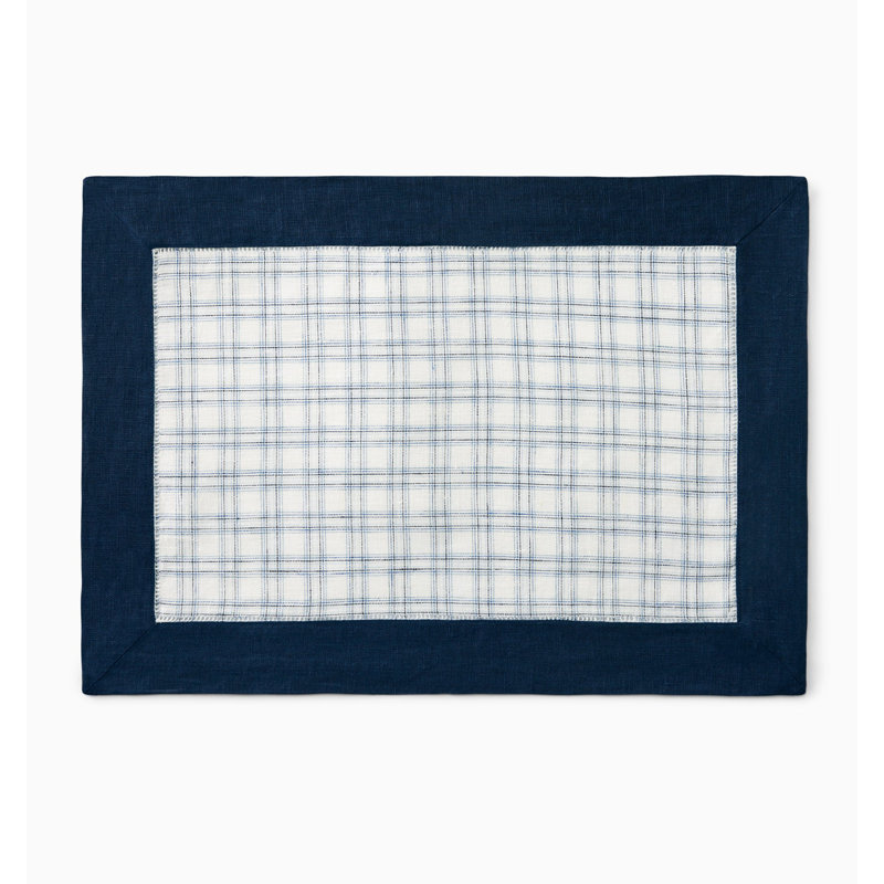 Mikela Linen Rectangle Placemats, Navy