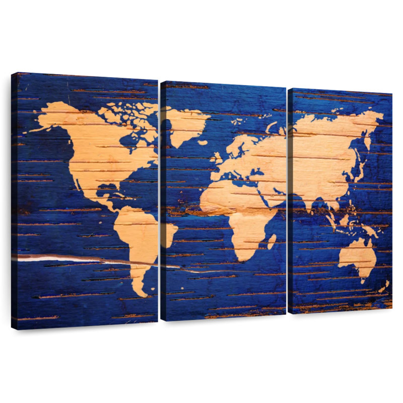 'Birch Cork World Map, 20" H x 33" W