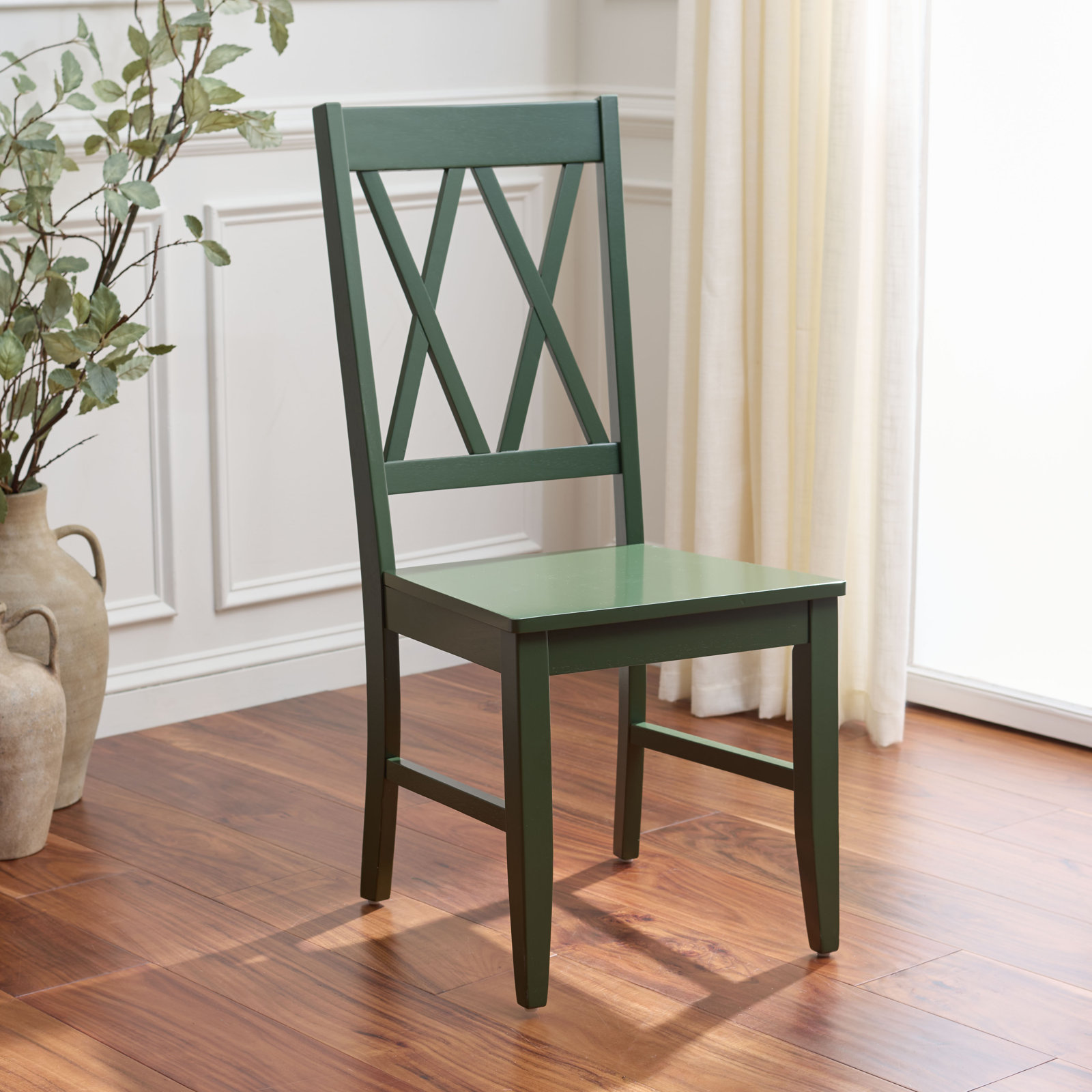 Yelena Double X-Back Side Chair, Dark Green