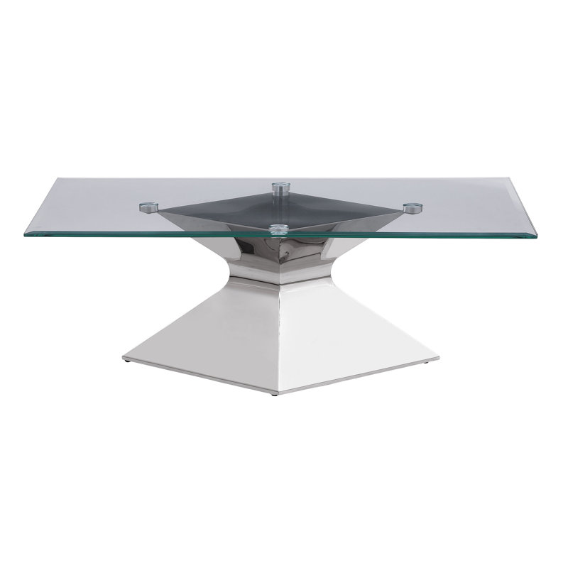 Table basse en acier inoxydable avec plateau en verre Jakorian