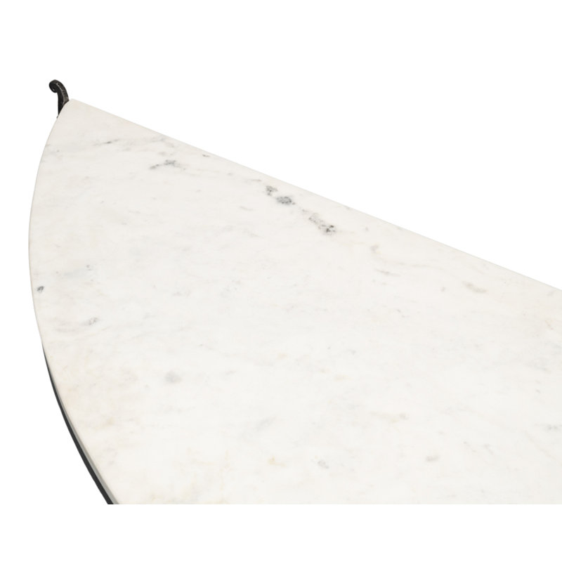 Marylin White Marble and Iron Demilune Console Table