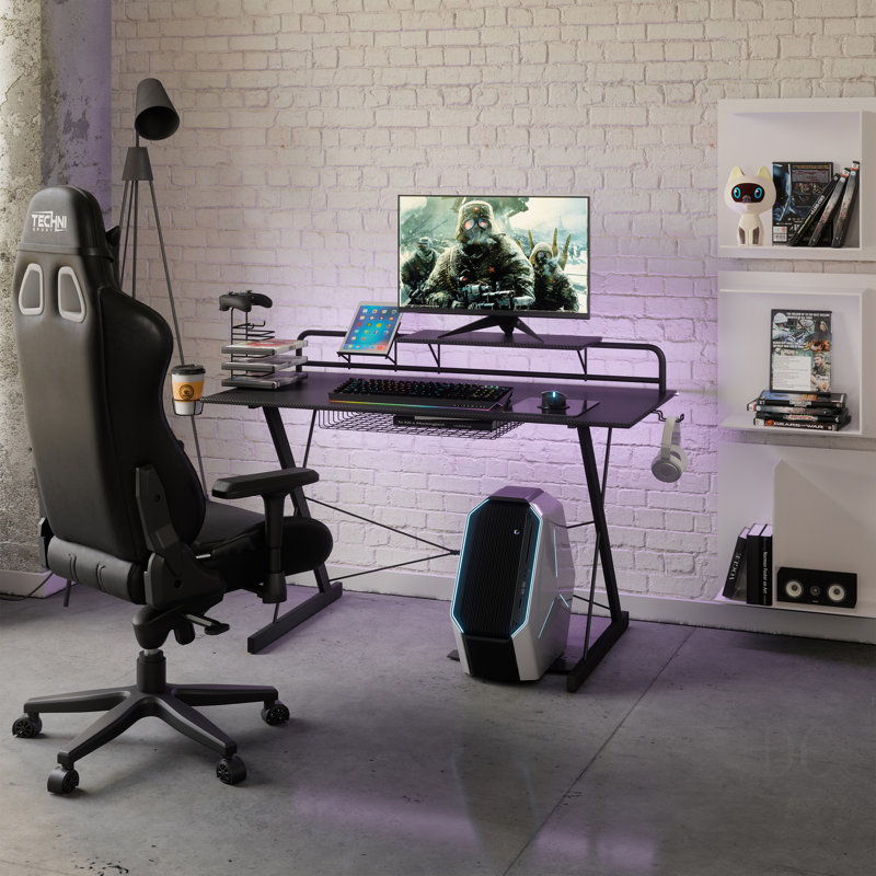 Bureau d'ordinateur avec tablette en carbone Techni Sport TS-200, Noir