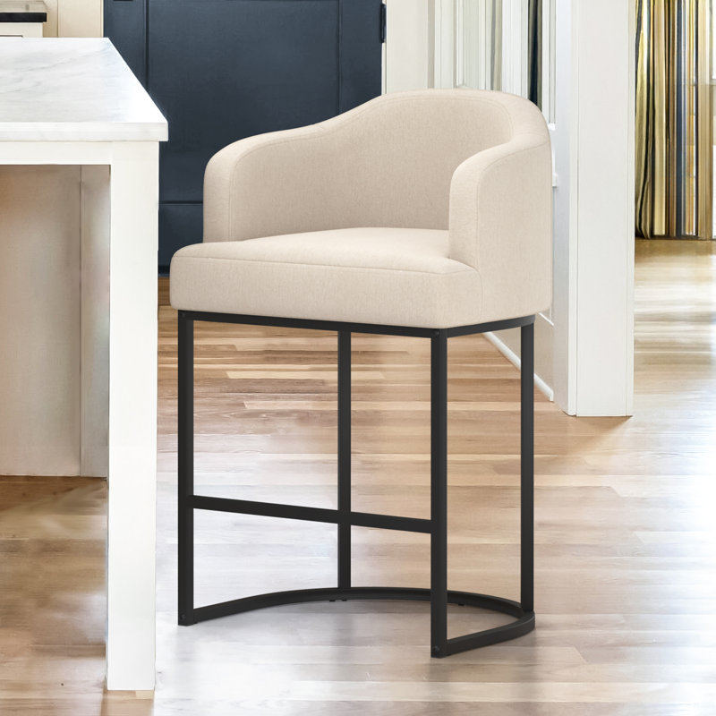 Alyce Solid Wood 27'' Stool, Linen/Linen