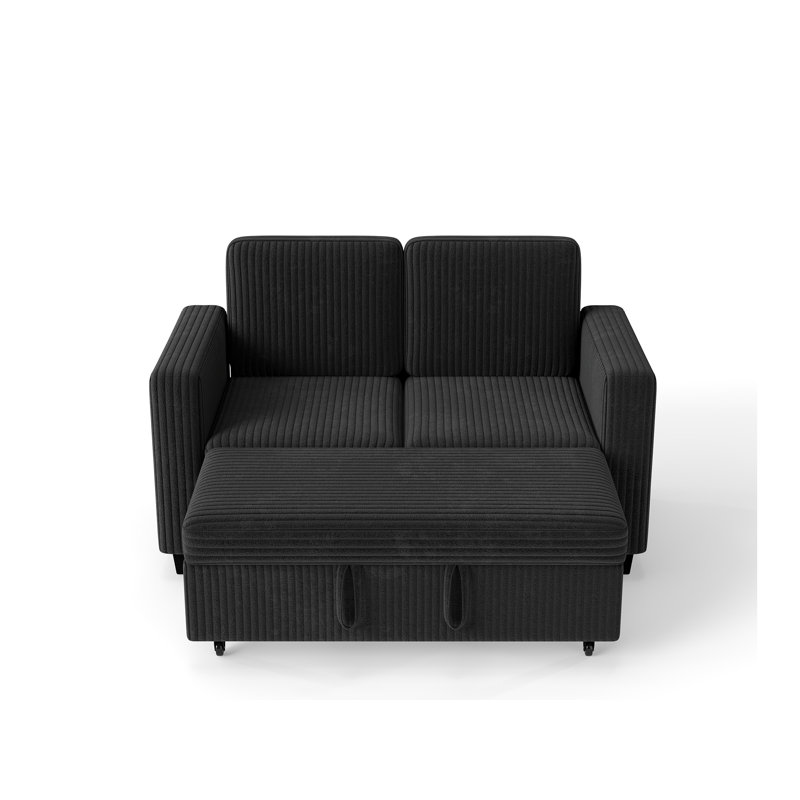 Canapé convertible 58 po Corduroy, Black