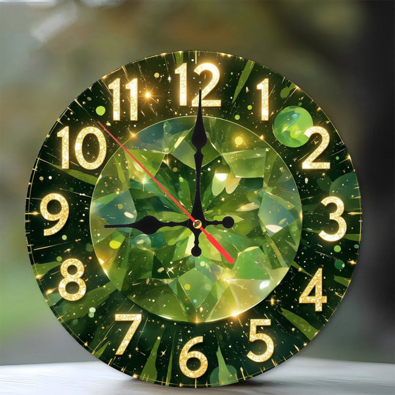 Horloge verte avec chiffres dorés