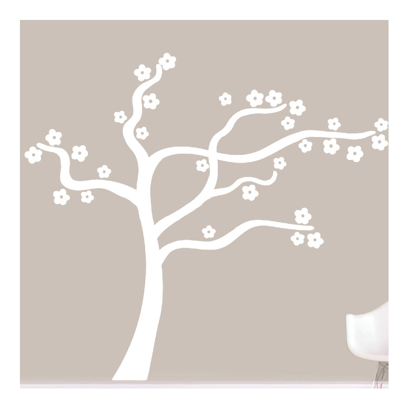 Décalcomanie murale arbre à fleurs gonflable, Blanc