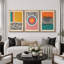 «Mid-Century Multicolor Color Block Shape Abstract Geometric», ensemble de 3 impressions sur toile flottante encadrées-75849580-75849583