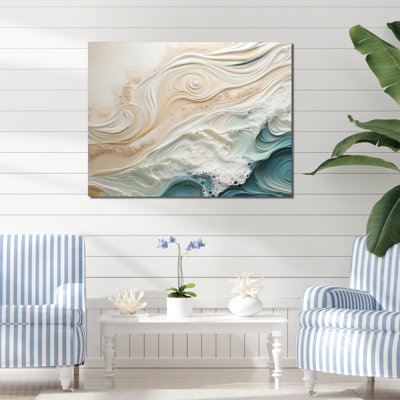 Impression sur toile encadrée moderne bleu et beige sable IV - Coastal Beach Sand