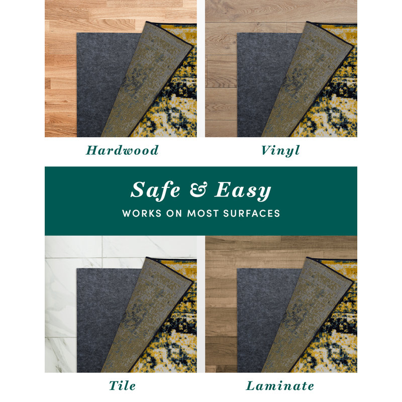 Ensemble de tapis Gourley, Oui, Marine/Jaune, Rectangle 6 pi 1 po x 9 pi
