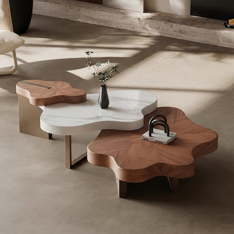 Ensemble de tables basses gigognes 3 pièces Luxury Luxury, H 15,75 po x L 62,99 po x l 39,37 po