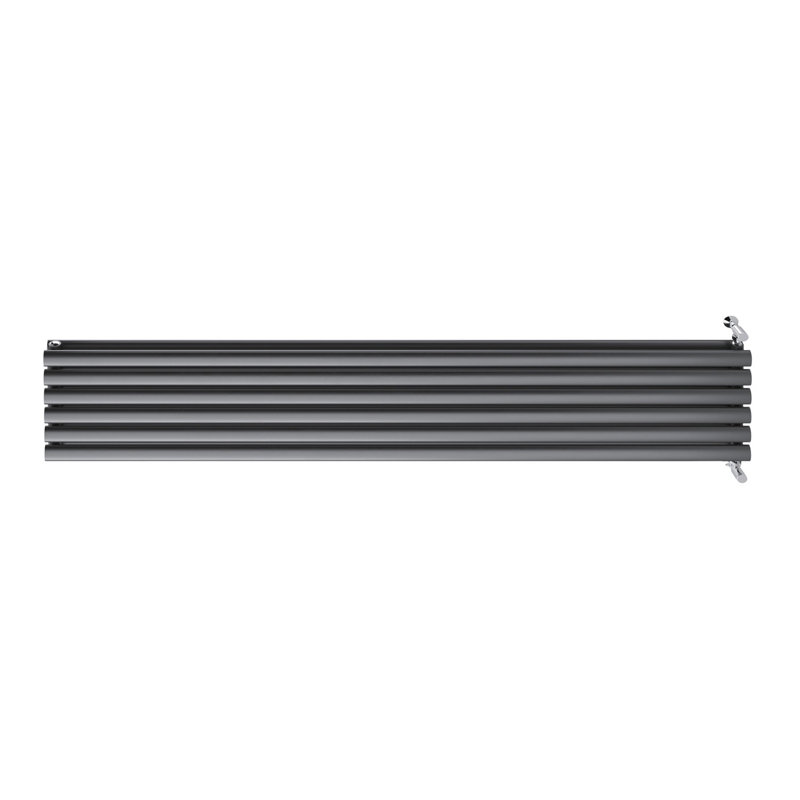  Horizontal Oval Panel Radiators, 1200mm W x 472mm H, Grey