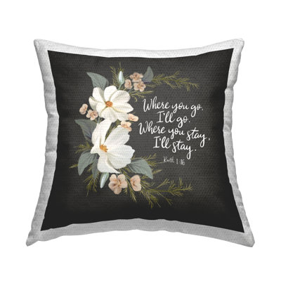 Spiritual Scripture with Florals Outdoor Printed Pillow by House Fenway