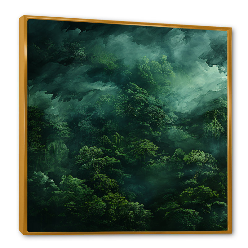 Rainforest Jungle Landscape 2 - Jungle Wall Art, Gold Floater Framed, 30" H x 30" W x 1.5" D
