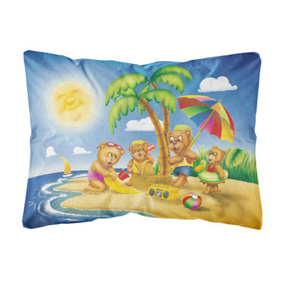  Coussin décoratif intérieur / extérieur Bears jouant à la plage