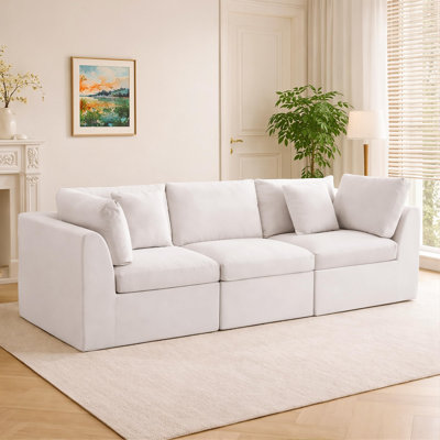 109" Comfy Cloud Couch Modular Sectional Compression Sofa For Living Room, Modern Sofa Sleeper, Wide & Deep Couches With Storage Ottoman