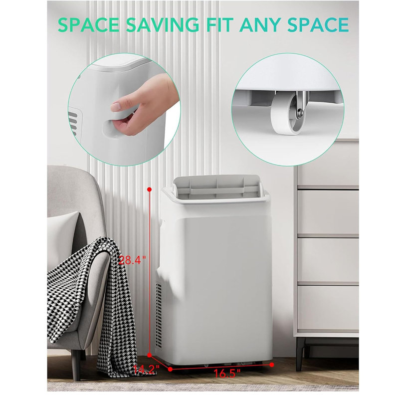 Climatiseur portatif - Climatiseur portatif de 12 000 BTU avec télécommande, fonction 3 en 1 de refroidissement et de ventilation et séchage, fonctionnement silencieux - Refroidir jusqu'à 550 pieds carrés, mode veille et minuterie 24 heures
