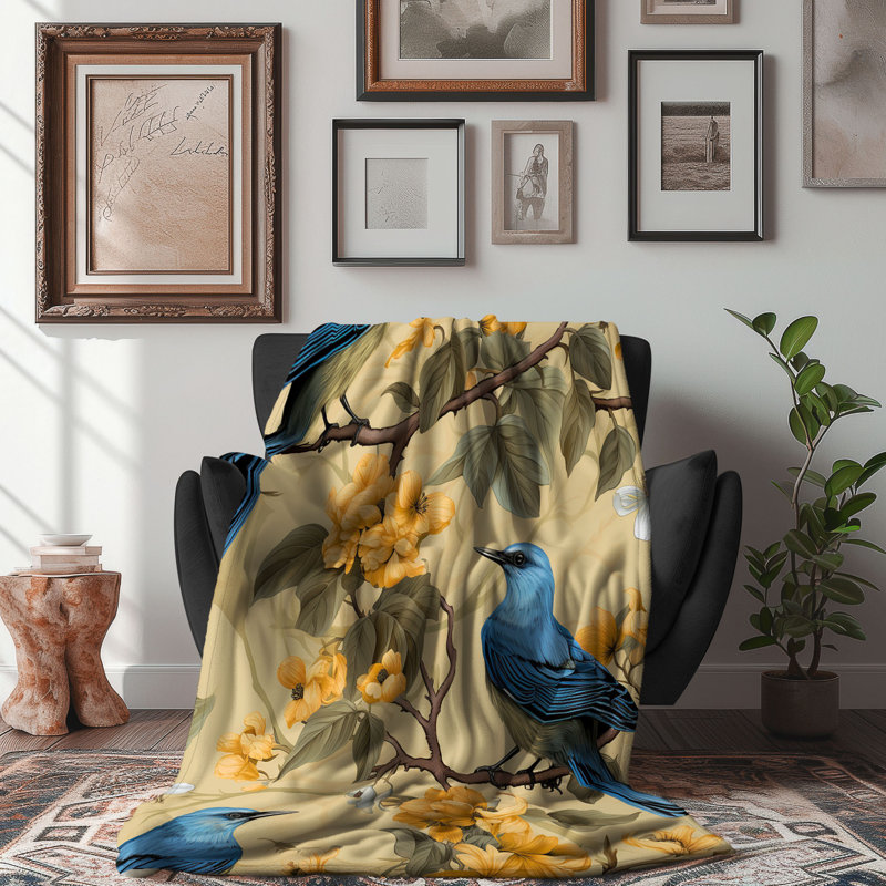 Birdsong Blossoms - 1 pièce Sherpa Premium, Grand lit