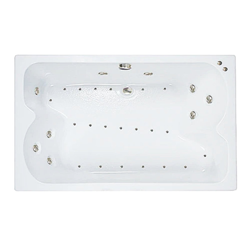 60" L X 43" W Drop In Combination Acrylic Bathtub with Center Drain in White