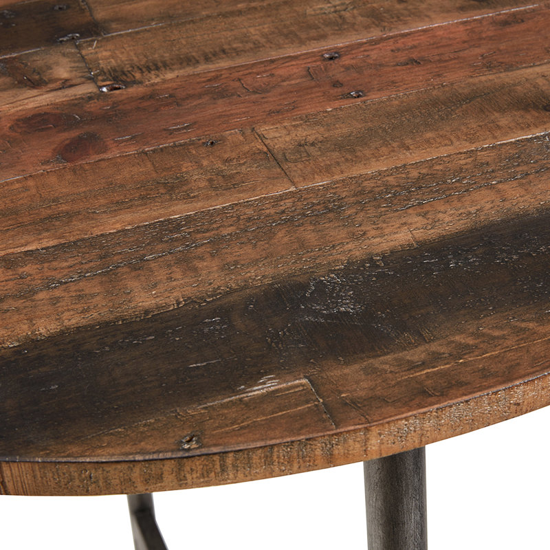 Table de bar ronde pour cuisine, H 30 po x H 42 po, ensemble en bois de pin et pieds en métal encre + plateau en lierre, support