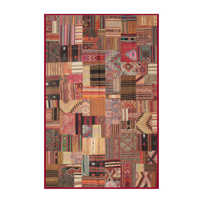 Tapis contemporain brun / orange, Rectangle 2 pi x 4 pi