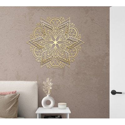 Décoration murale abstraite mandala en métal, décoration florale créative en métal