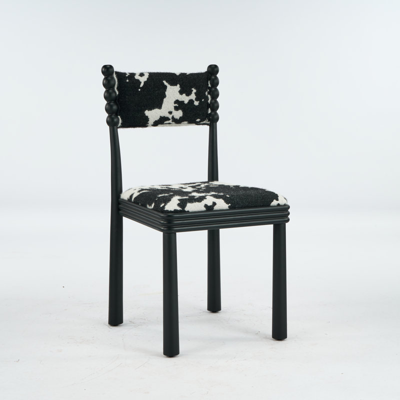 Hulu Chair, Black Cow Print, Black