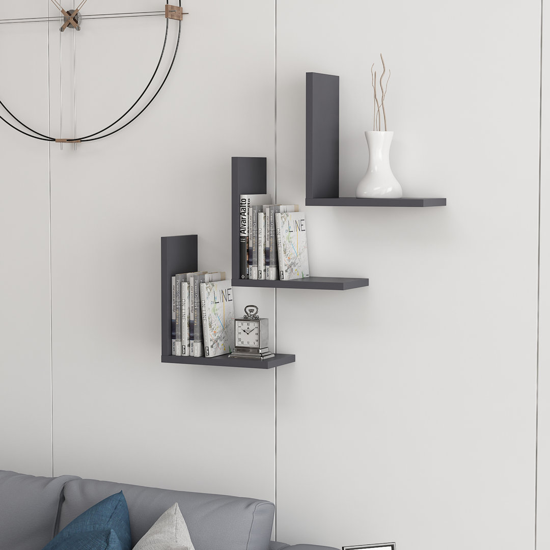 Lindy 3 Piece Floating Shelf with Adjustable Shelves