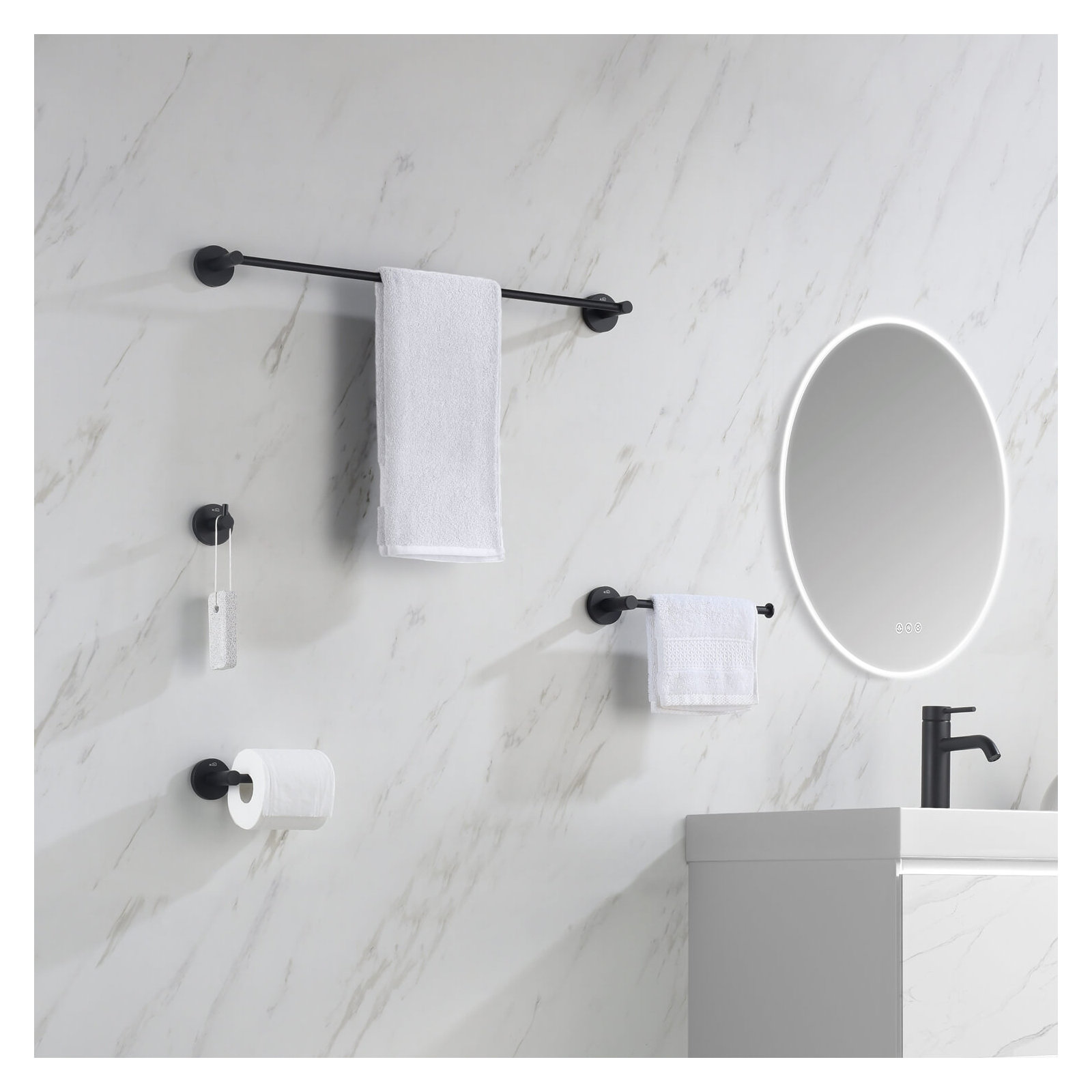 4 - Piece Bathroom Hardware Set, Matte Black