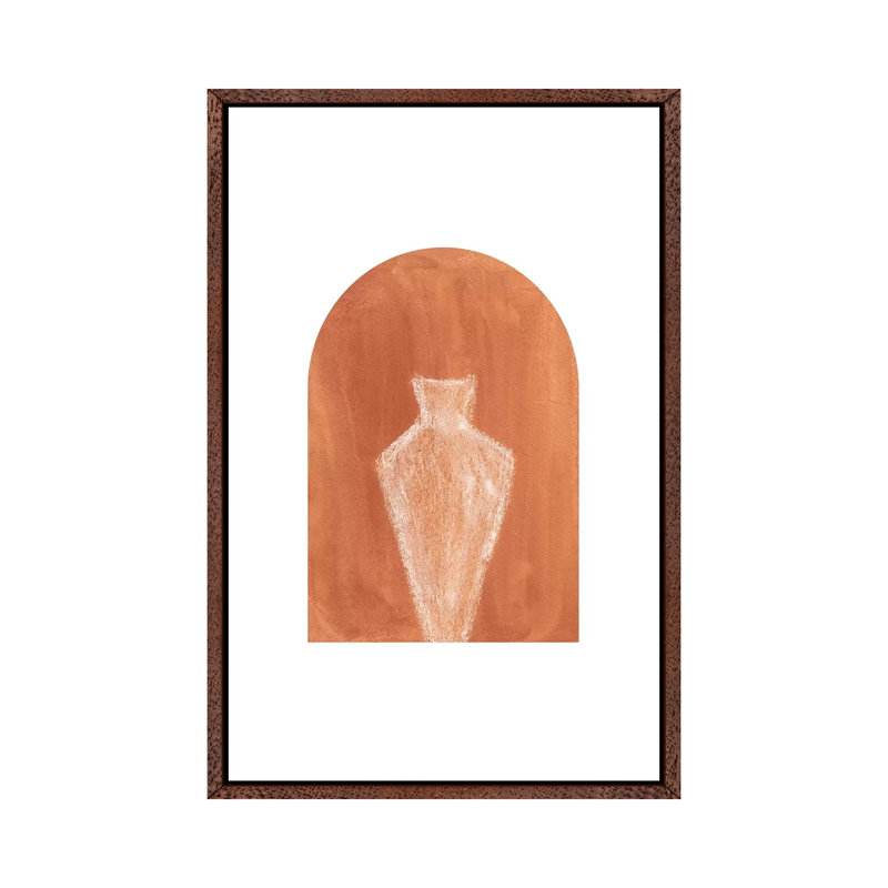 Terracotta Arch and Vase 1 Piece Wall Art on Canvas, 101.6cm H x 66.04cm W x 3.81cm D, Classic Brown Wood Framed