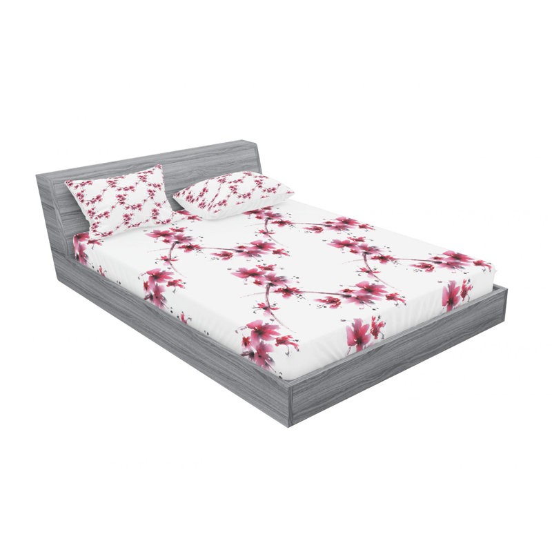 Microfiber Floral Sheet Set, Full Sheet Set + Fitted Sheet + 2 Pillowcases, Noel