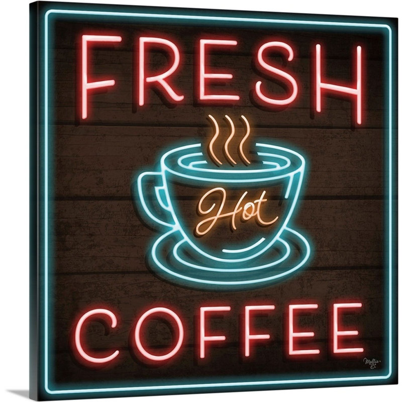 «Neon Fresh Coffee» par Mollie B., reproduction d'art sur toile tendue, Toile tendue, H 48 po x l 48 po x P 1,25 po