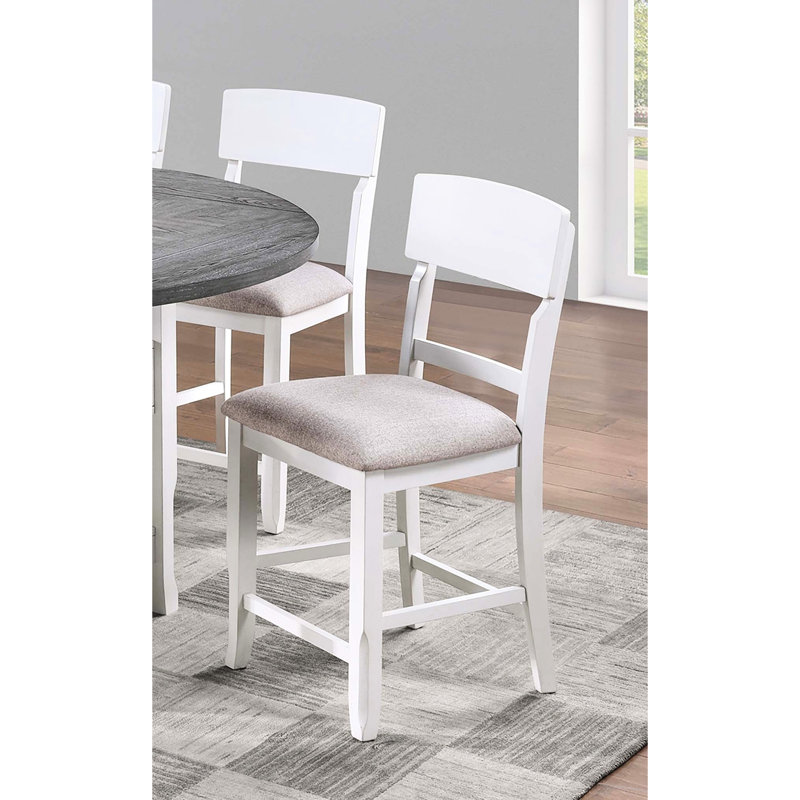 Dossier blanc moderne et contemporain de 2 chaises hautes de style moelleux en bois d'hévéa avec coussin en tissu, White