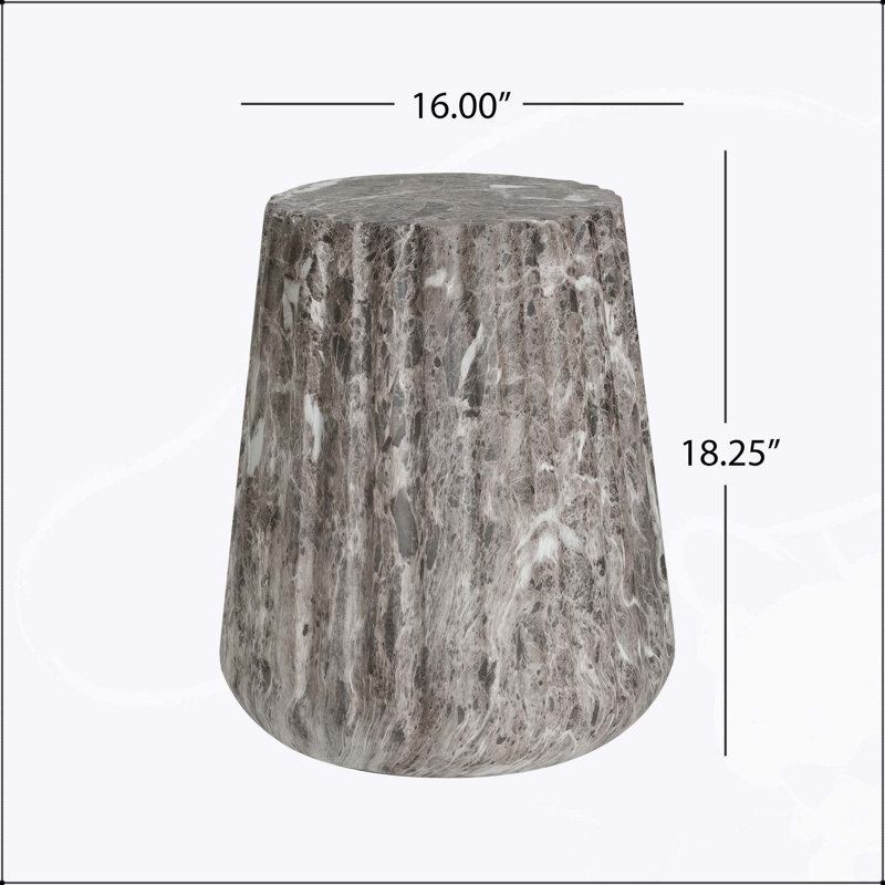 Outdoor Cleme Carved Side Table, Lightweight Concrete, Multi-Functional, Durable and Stylish for Indoor and Outdoor Use