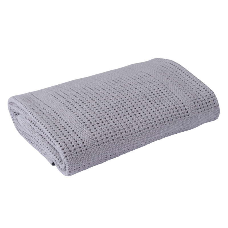 Soft Cotton Cellular Cot Blanket, Grey
