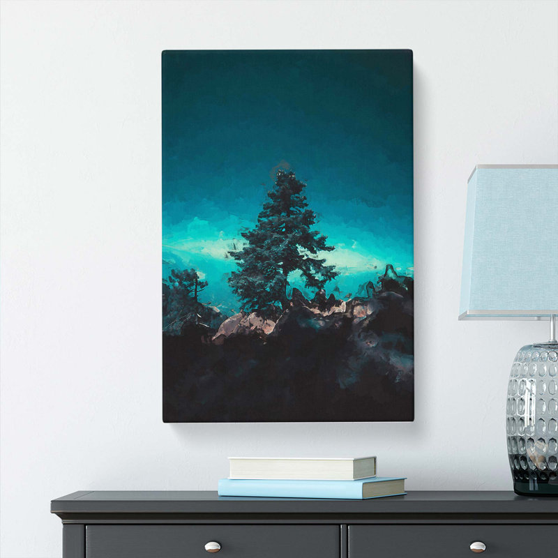 Tree on a Mountain Top in Abstract - Wrapped Canvas, 50cm H x 35cm W x 3cm D