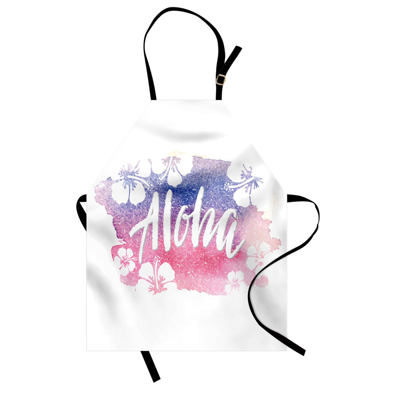 Dakota Fields tablier d'été unisexe Aloha Calligraphy Hibiscus taille adulte bleu violet rose blanc