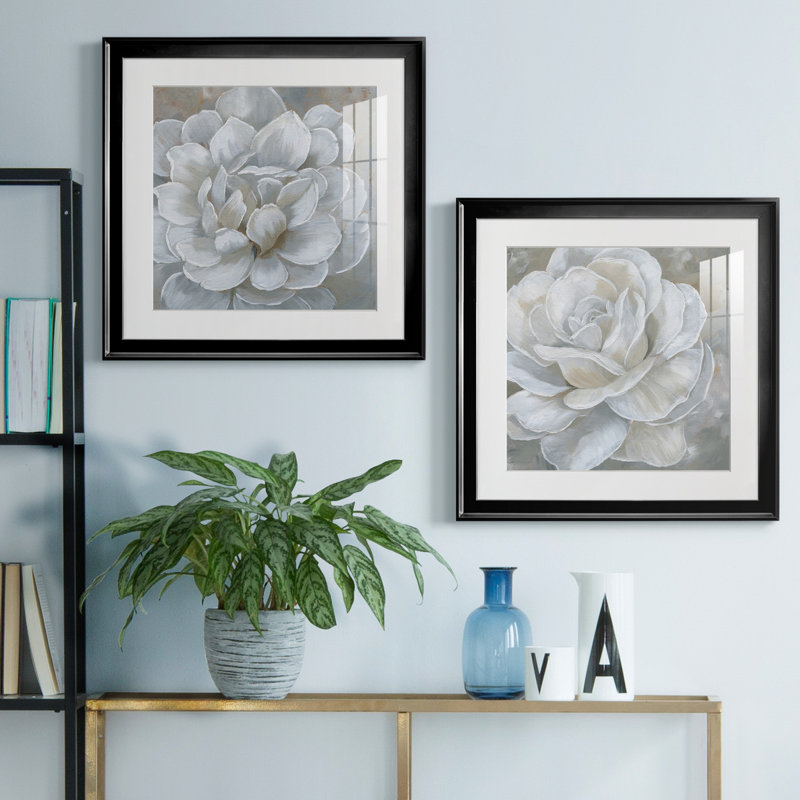 «Bombshell Bloom I», ensemble de 2 reproductions d'art sur toiles, Papier encadré noir, H 17,5 po x l 35 po, Noir