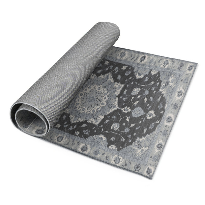 Tapis gris d'intérieur et d'extérieur Tabriz, Rectangulaire 3 pi x 5 pi