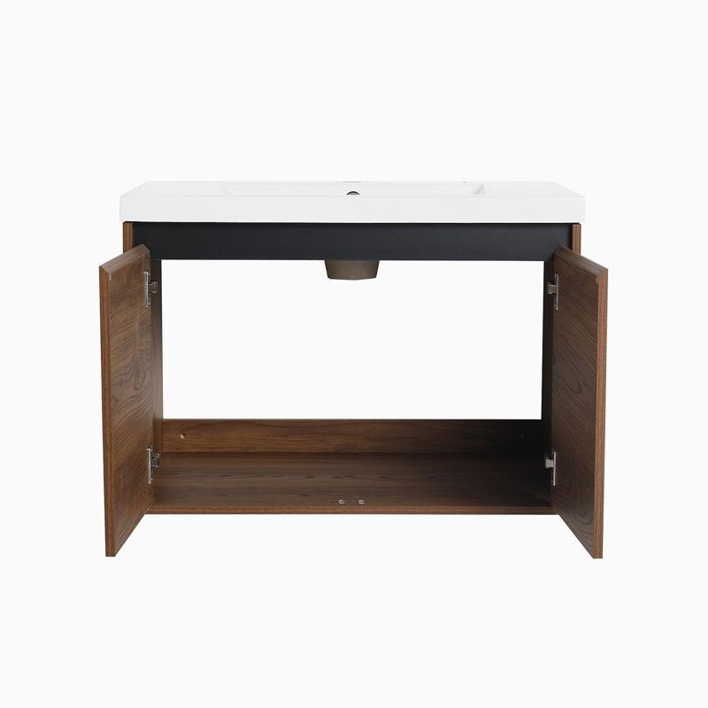 Ensemble de meuble-lavabo simple 29,53 avec comptoir Curtisha, Brun