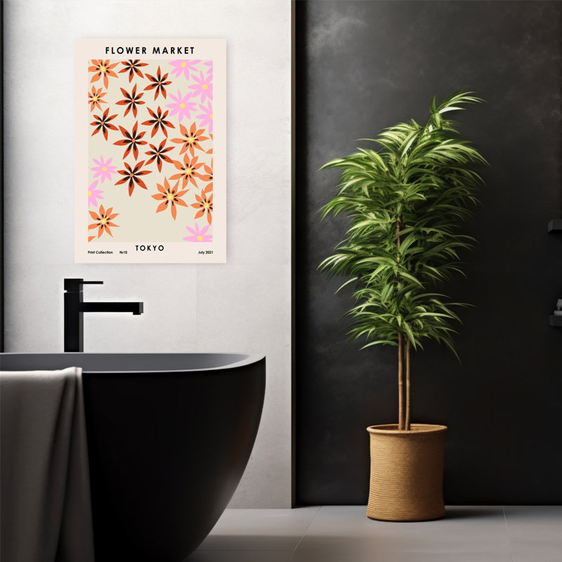 Art contemporain, plante à fleurs, H 24 po x l 16 po
