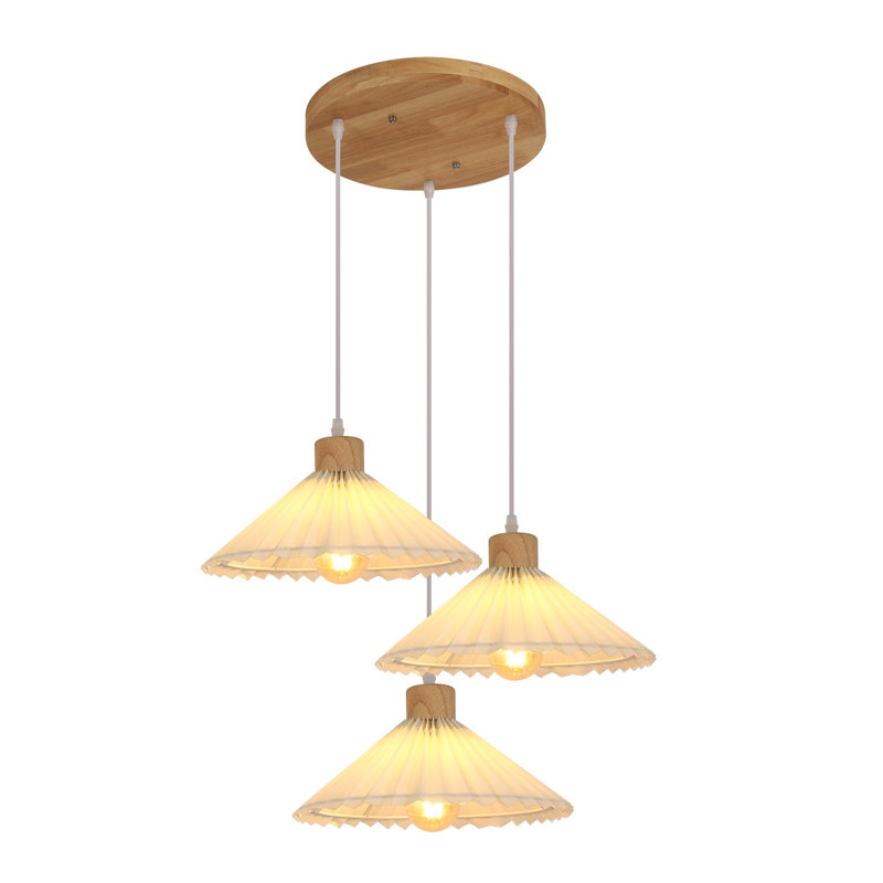 Pleated Fabric 3-Light Pendant Light – Elegant Design