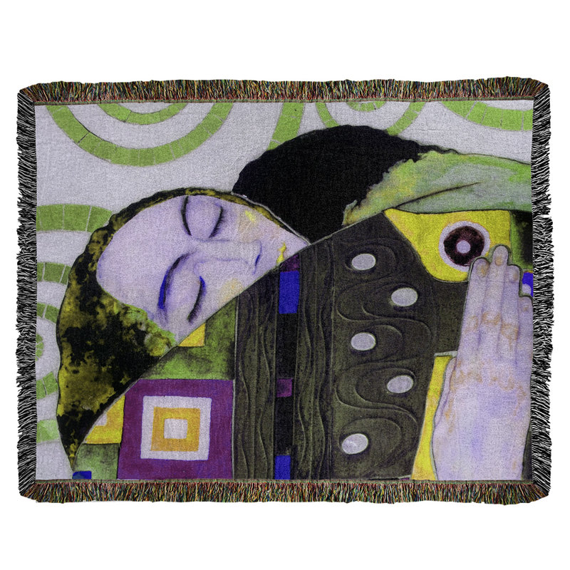 Jeté en coton gustav klimt,, Jaune / vert